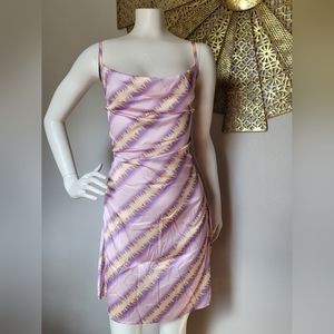 Weird girl print cowl neck slip dress